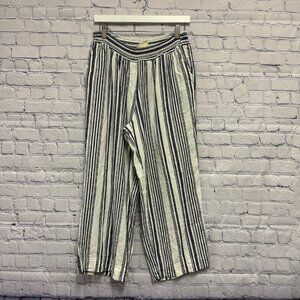 Navy Striped Wide Leg Pants